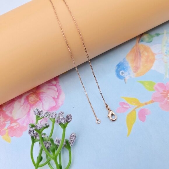 "Delicate Rose Gold Chain Necklace, 18 Inch, Gold Plated Over Brass, XPNL0099 - Picture 9 of 12